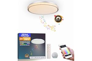 chysongoods Lámpara de techo musical LED BZ de 50 cm, compatible con Alexa, altavoz Bluetooth incorporado, efecto de luz RGB, regulable, con control remoto