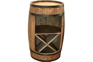 WEECO Mobile bar a forma di barile in legno con ripiano per vino X - Per bottiglie di vino Botte portabottiglie nuova con ripiano interno whisky, Barile in legno con mini bar, Mobile bar 80cm (wengé)
