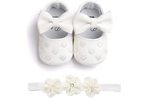 EDOTON Zapatos de Niña con Diadema Regalo Set Bautizo Lovely Algodón Flor Suave Suela Zapatillas Antideslizantes Zapatos de Princesa