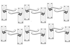 Haven Heritage Door Handles Internal Sets - Polished Chrome Door Handle Set for Modern Doors Internal House Design, Door Handle Sets - Victorian Scroll Door Handles Internal Sets 6 Pack - 118mm Long
