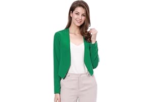 Allegra K Blazer Court décontracté à Manches Longues pour Femmes