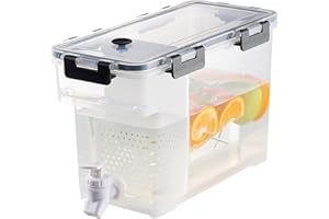 RUYI Dozownik do napojów z kranikiem i ścianką działową, 3,5 l, dozownik wody do zimnych napojów, duży dzbanek na wodę z kranem, dozownik lemoniady, dozownik soku do lodówki