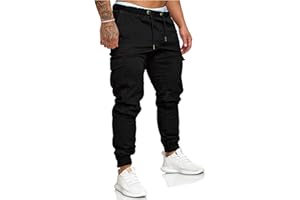 SOMTHRON Pantalon de Jogging Homme Cargo Sport Pantalons Ceinture élastique Pantalons de survêtement Plus la Taille Mode Training Pantalons avec Poches Joggers Activewear Long Sweatpants