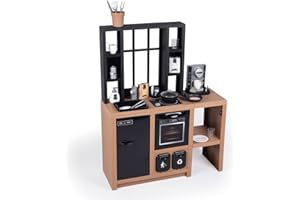 Smoby Cucina Loft 7600312600, +3 Anni, Stile Industriale, Altezza Piano 50 cm, 32 Accessori, Raccolta Differenziata, Made in France