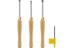CDBP Jeu d'outils de tournage à plaquette au carbure, 3 outils de tournage à bois en acier inoxydable avec manche en bois et 3 remplacement pour Pastille en carbure