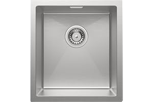 CECIPA Spülbecken Küche 40x44cm, Einbauspüle Edelstahl Eckig, Spüle Küche Modern, Küchenspüle Edelstahl SUS 304, Waschbecken Küche ab 40er Unterschrank, Edelstahlspüle ohne Hahnloch, Einzelspüle Klein