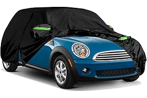 SOEKODU Car Cover Suitable for Mini Cooper 3 Doors 2000-2024, Waterproof Full Garage Car Cover with Cotton Lined and Zipper Door for Snow, Rain, All Weather Protection