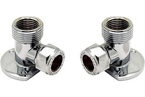 WPARHUS 15mm x 3/4" Pair Exposed Shower Valve Back Wall Plate Elbow Chrome Bar Mixer
