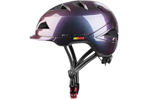 SUNRIMOON Adult Bike Helmet with Rechargeable USB Light, Urban Commuter Lightweight Cycling Helmet Adjustable Size for Men/Women 22.44-24.41 Inches
