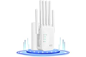 GENERICO Ripetitore WiFi Potente per Casa,Amplificatore Wifi,6 Antenna,2 Porte LAN,Estensore Wi-Fi per Casa e Ufficio,amplificatore segnale wifi,WiFi Extender,Coverage up to 300 m²,Plug and Play (ZJ660)