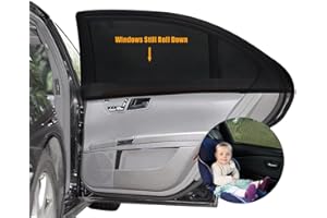 UEOTO Car Sun Shades 2 Pack for Baby, Window Shade Blinds Covers for Kids Pets With UV Rays/Sun Heat/Glare Protection, Sunshades Shield With Breathable Mesh Visor for Side Rear Full Window