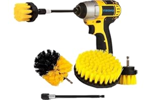 YIHATA 4PCS Brosse Nettoyage Perceuse, Brosse pour Perceuse Voiture, Brosse pour Perceuse Brosse Nettoyage, pour Jantes Carrelage Tapis Baignoire Cuisine Toilettes Sol Jaune