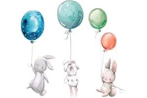 WandSticker4U®- Pegatinas de pared niños acuarela TRES LINDOS CONEJITOS (67 x 56 cm) I globos animales I adhesivos decorativos habitación infantiles niño niña dormitorios decoración
