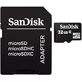 SanDisk 32GB Class 4 MicroSD with microSDHC-SD Adapter, Black