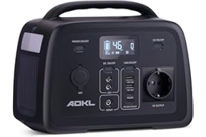 ADKL Tragbare DC Powerbank Powerstation, 320Wh Akku für mehrere Geräte, LiFePO4 Akku, 300W Solargenerator mit 300W AC/PD 60W USB-C Ausgang, Für Camping, Draußen, Reisen, Notfälle.