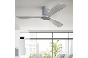Sofucor 132cm Ventilatore da Soffitto in Legno Massiccio, Telecomando, 6 Velocità, Timer, Motore DC Silenzioso Ventilatore Soffitto per Soggiorno, Cucina, Camera da Letto