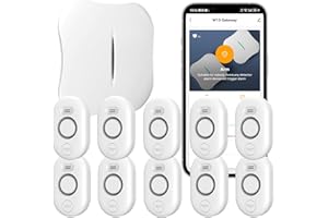 METAK WiFi Water Leak Detector for Home with App Notification, 1 Gateway+10 Sensor, 120dB Flood/Drip Alarm for Basement/Kitchen/Bathroom/Toilet/Laundry Room, Under Sink/Drain/Pipe Leakage, W13+WD61x10-White