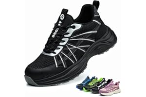 AOACOEBN Safety Trainers Men Women Steel Toe Cap Trainers Lightweight Comfortable Safety Shoes Breathable Work Trainers Non-Slip Industrial Protective Sneakers