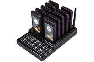 Tosuny Pager System Wireless Calling, Professionell Kabellos Gästerufsystem Kundenrufsystem mit 10 Pager,Bequem Pager System für Fast Food Restaurants,Food Courts,Pizzerien.(EU)