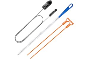 FEIYAYI Drain Unblocker Tools 4 Pcs, 155 cm Double Ended Nylon Pipe Cleaner Brush, 45 cm Sink Unblocker Brush, 2Pcs 50 cm Hair Clog Remover, Sink Unblocker Tool for Kitchen Bathroom Shower Plug Hole (White)