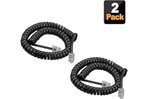 HAWAKA Telefonkabel, RJ9 (4P4C) Telefon Spiralkabel, 4Feet Telefonkabel Kabel für Festnetz-Telefon des Home Office, Verbinder weiß gewickelten Telefonhörer Kabel