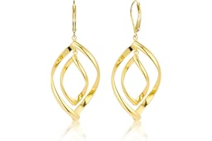 ALEXCRAFT Boucles d'OreilleFemme Perles Argent 925/Or Pendante Longues, Plaqué Or 14 Carats, Cadeaux Bijoux