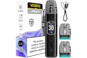 SURVIVAL BOYZ Voopoo Argus G3 Vape Kit (Midnight Black) - 9 Colours to choose from - 45 Min Fast Charge 30W /1500mAH, Compatible will all Argus Pods - No Nicotine (Midnight Black)