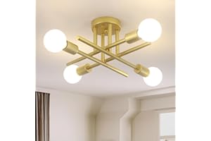 ‎LXWNYY LXWNYY Deckenlampe Gold, 6 Lichter Sputnik Industrielle Deckenlampe E27 Kronleuchter Moderne Pendelleuchte Vintage Deckenleuchte Kronleuchter für Schlafzimmer Wohnzimmer Esszimmer Küche Flur
