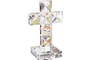 H&D HYALINE & DORA traditionellt kristallstående kors, glasväggkorsfigur för bord, 12,9 x 7,9 cm