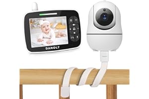 Danolt Baby Monitor con fotocamera e supporto da 3,5 pollici, baby fono 720P, video baby monitor con fotocamera, visione notturna a due vie, audio vox orientabile, monitoraggio della temperatura