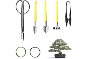 MOSFIATA 7PCS Bonsai Tools Set,Mini Gardening Tools,Succulent Plants Tools,Gardening Transplanting Gardening Tools Home Tiny Gardening Kit for Small Flower Garden Plants Care