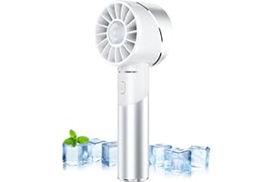 Wastou Ventilador de mano, USB Recargable Turbo Ventilador Portátil, 2600mAh Batería Mini Ventilador Personal, Pequeño Ventilador de mano de bolsillo para viajes Camping al aire libre (Blanco)