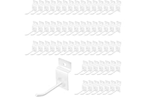 Yauhar 60Pcs 4 Inches Slatwall Hooks Assortment Set, Heavy Duty Metal Panel Display Slat Wall Hooks, Pegboard Gridwall Display Hangers for Garage Shop Retail Exhibition Organization (White)