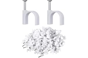 Ledander 200 PCS Round Cable Clips,6mm Round Cable Clips White Electrical Cable Wall Clips,Cable Lead Clips Nails Tack Holder for Cable, Telephone Line, TV Cable