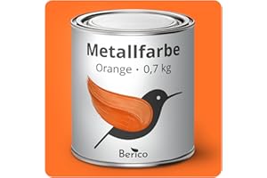 Berico Metallfarbe - Orange - 0,7 Kg - 4in1 Premium Metallschutzlack - Direkt auf Rost - Für Stahl, Zink, Aluminium, Kupfer und Eisen