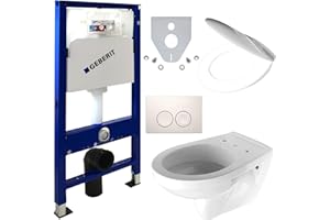 Geberit Duofix Vorwandelement + Wand Tiefspül WC + Delta 25 + WC Sitz - WC Set, Kunststoff