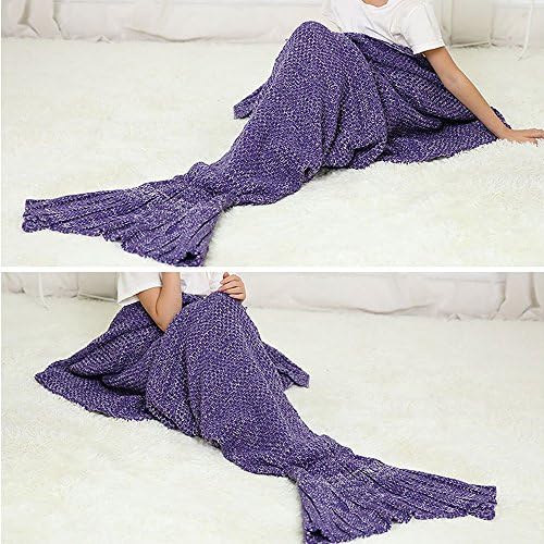eodo Mermaid Tail Blanket, Handmade Sofa, Wrap Sleeping Bag, High Density,Soft and Warm (purple(child))