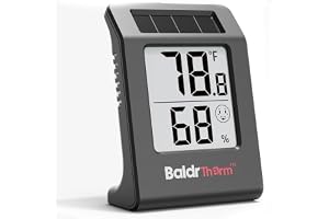Digital Thermometer and Hygrometer Meter, Solar-Powered Indoor Temperature Sensor Humidity Monitor, Humidity Gauge for Baby R