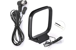 Bingfu Antena Radio FM Antena Am Loop Adaptador F Macho con 1.5M 4.92ft Cable de Extensión y Adaptador 2 Alambre Desnudo Am Bucle Antena para Oenon Onkyo Marantz Denon