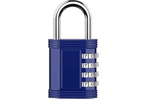 YETEDOLE Combination Padlock, Padlock for Gym Locker, 4 Digit Blue Combination Lock for School Locker, Shed, Fence, Hasp, Garage (1 Pack)