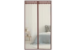 AMZERO Zanzariera Magnetica per Finestre, 100x230cm Zanzariere su Misura Magnetico Velcro Chiudi Automaticamente per Casa Ufficio, Marrone