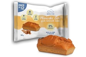 NUVOLAZERO Nuvola Zero - Plumcake Zero Au Caramel Sans Glucides, Collations Sans Lactose, Sans Sucre, Sans Gluten, Riche en Fibres, Paquet de 12 Pièces, Fabriqué en Italie