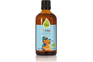 ‎OLINI Olini Fischöl Flüssig für Kinder Lebertran Öl Nordic Nahrungsergänzung mit Omega 3, EPA, DHA, Vitamin A und D3 Hochreiner natürlicher Lebertran Mild in Geruch und Geschmack Glasflasche 100 ML