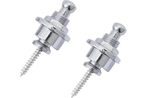 Musiclily Cinghia di bloccaggio per chitarra a testa tonda in metallo, serrature e pulsanti, stile Schaller, per chitarra elettrica acustica o basso, cromato (set da 2)