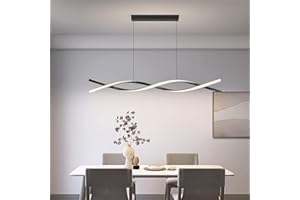 Mikeru 120CM Wave Pendant Light, Black Creative LED Dining Lights 3000/4500/6000K Dimmable 10% to 100% Pool Table Lighting Adjustable Kitchen Island Lamp for Living Room, Bedroom