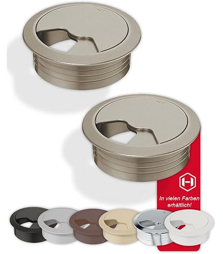 Insert à œillets Métallique 80 Mm Pour Câble - Noir, Avec Couvercle Et Brosse - Pour Bureau Ou Plan De Travail