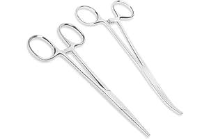 APOMOONS 2 piezas alicates piercing, tijeras enfermeria inoxidable, pinza de pesca con diseño de dientes de sierra para tirar del pelo de los animales alicates de pesca (12,5cm)