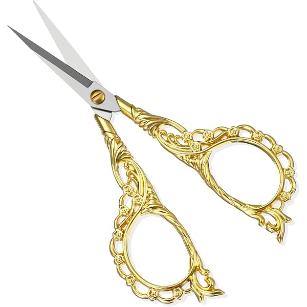 Borduurschaar en Naaischaar voor Kruissteek en DIY Craft, Roestvrij Staal met Gouden Handgrepen, Schaar Ideaal voor Huishoudelijk Handwerk en Naaien