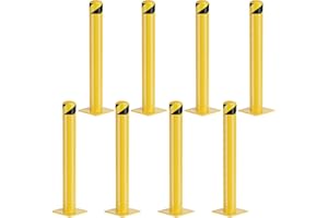 AILATIMOGO Parking Bollard Post, Bollards Steel, 4.5 Inch Diameter Bollard Covers, Yellow Powder Coated Safety Parking Barrier Post, for Traffic Sensitive Areas (8, 36inch)