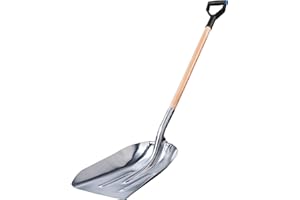 KADAX Pala de arena con mango largo de madera, pala con mango en D, pala de nieve, pala de jardín con bordes redondeados (aluminio)